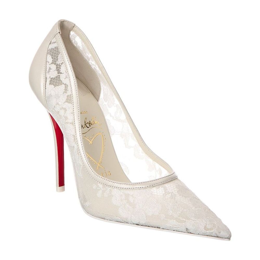 Christian Louboutin Miss Z 100 Mesh & Leather Pump, White